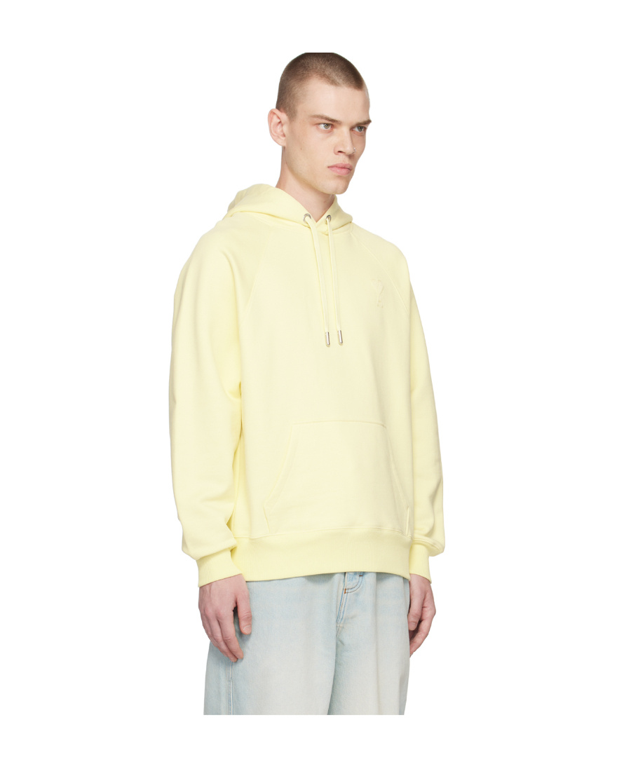 Ami Alexandre Mattiussi Ami De C Ur Hooded Sweater In Yellow