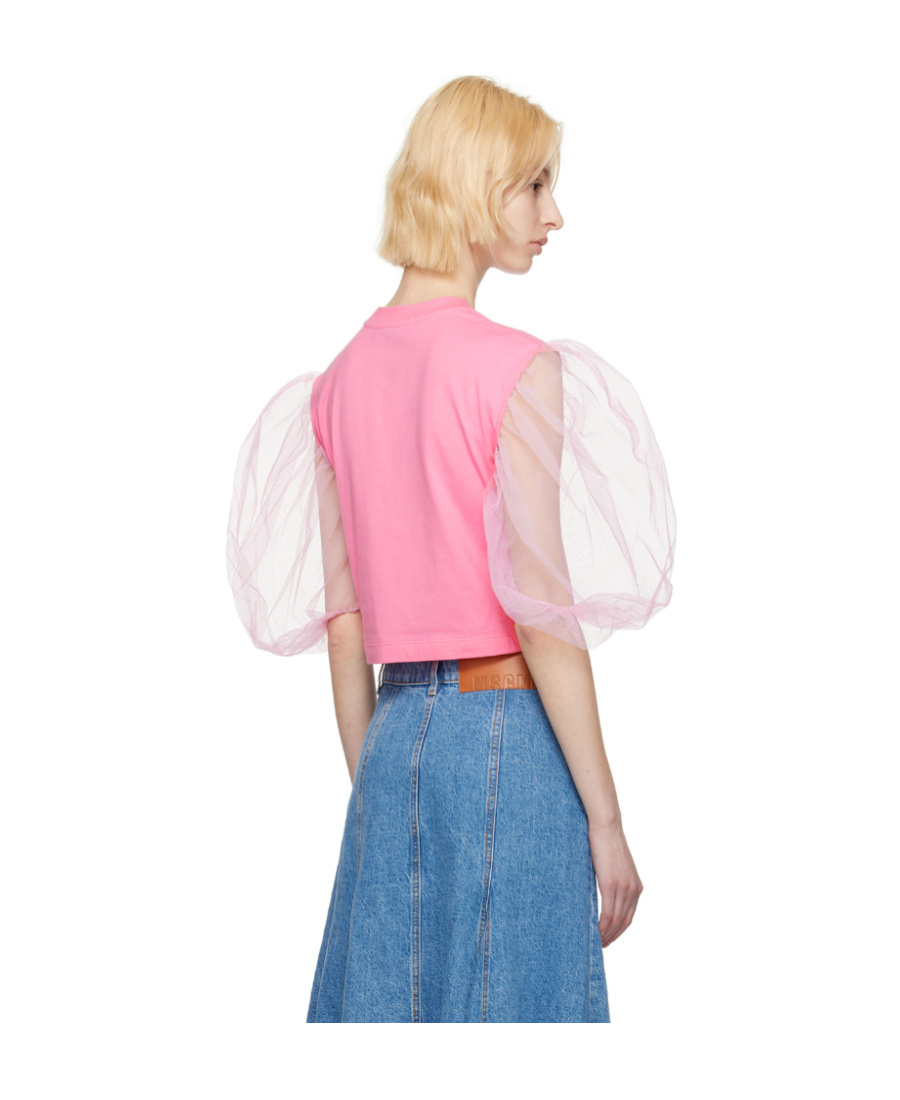 Msgm Lantern Sleeve T-shirt In Blue