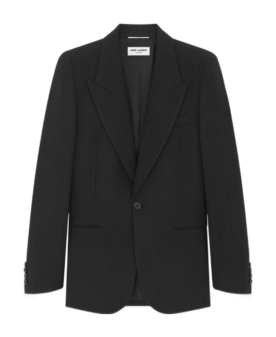 Saint Laurent Grain De Poudre Wool Single-breasted Blazer In Black