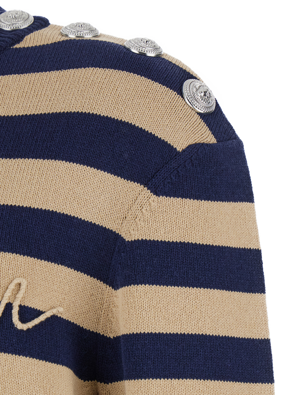 Balmain Embroidered Logo Cotton Sweater In Brown