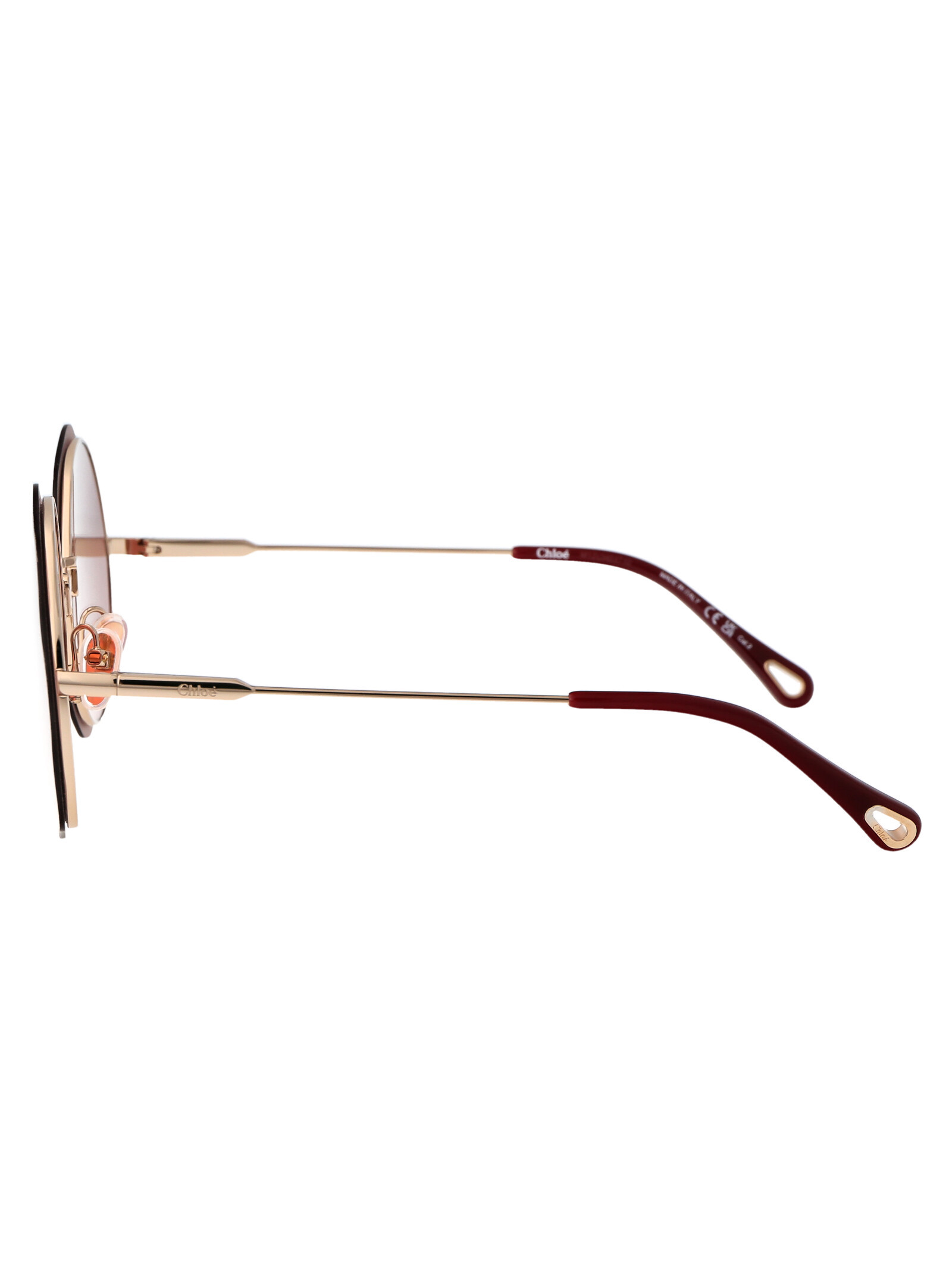 Chloé Chloe Burgundy Round Ladies Sunglasses Ch0202s 003 61 In Nude