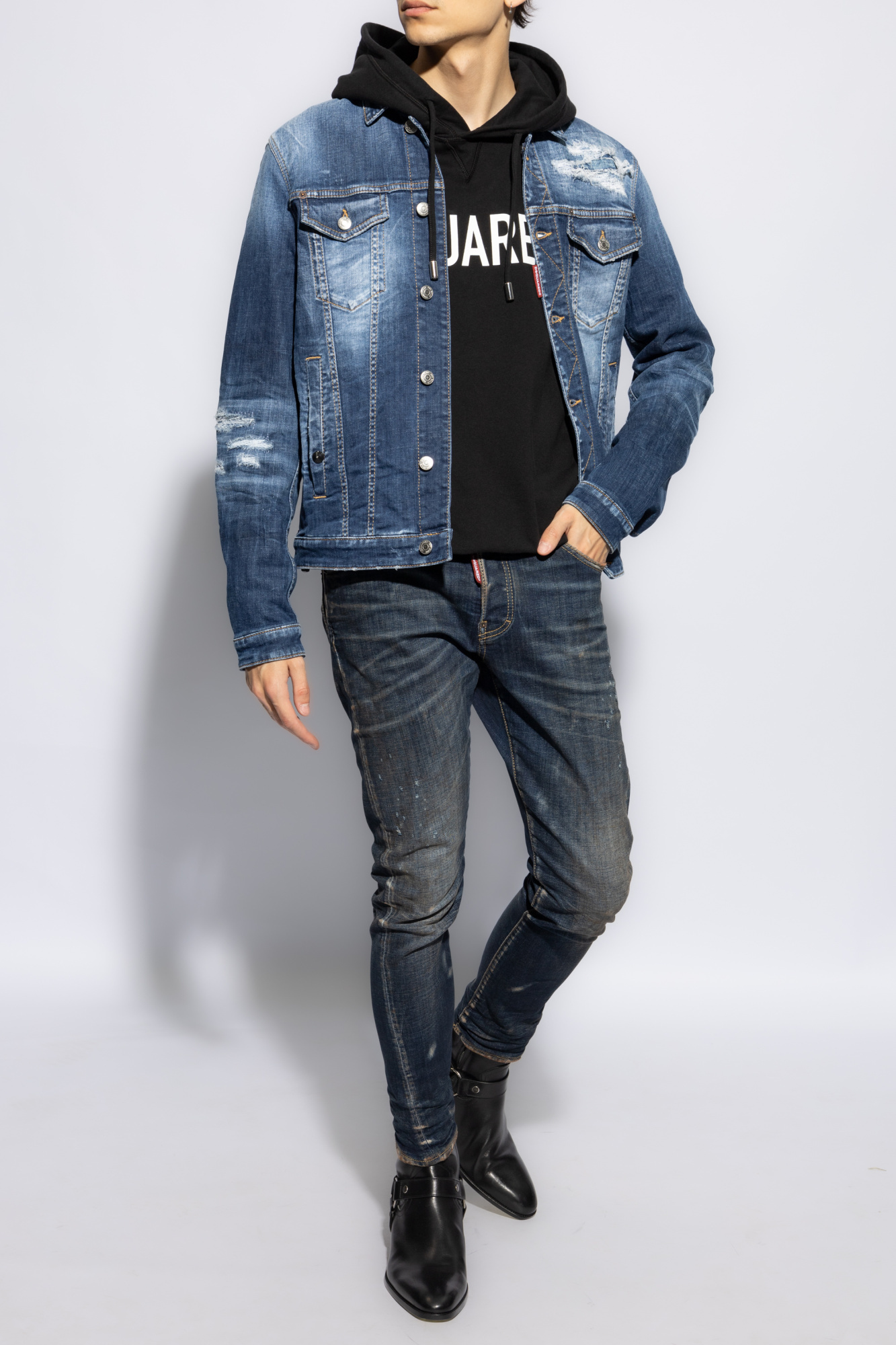 Dsquared2 Distressed-effect Cotton Jeans In Black