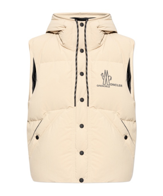 Moncler Logo-print Padded Gilet In Nude