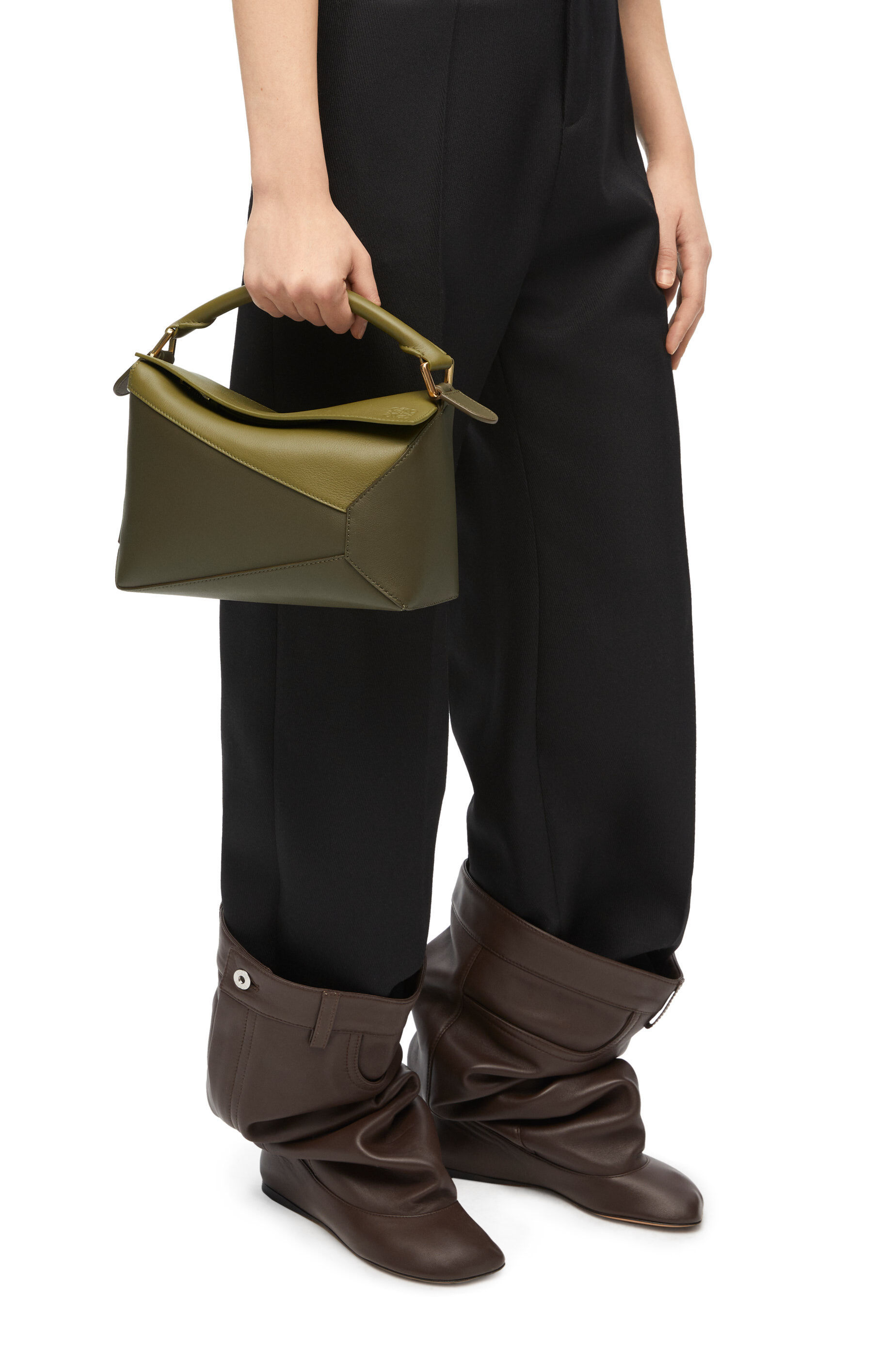 Loewe Small Puzzle Shoulder Bag In Green