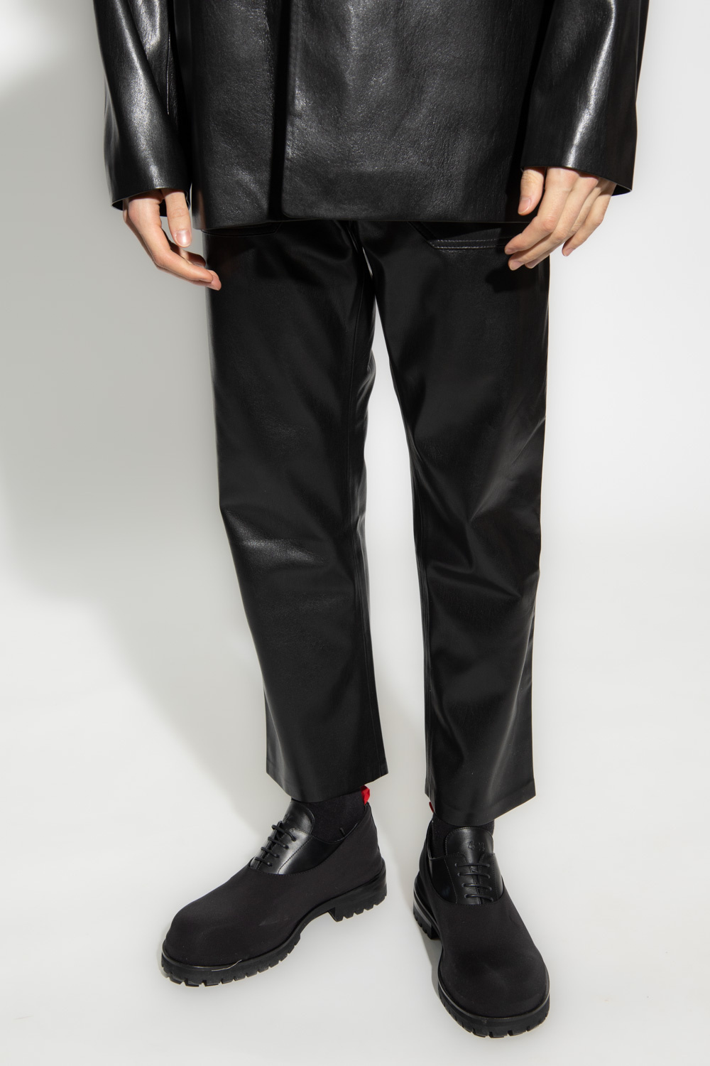 Nanushka Faux-leather Straight-leg Trousers In Black