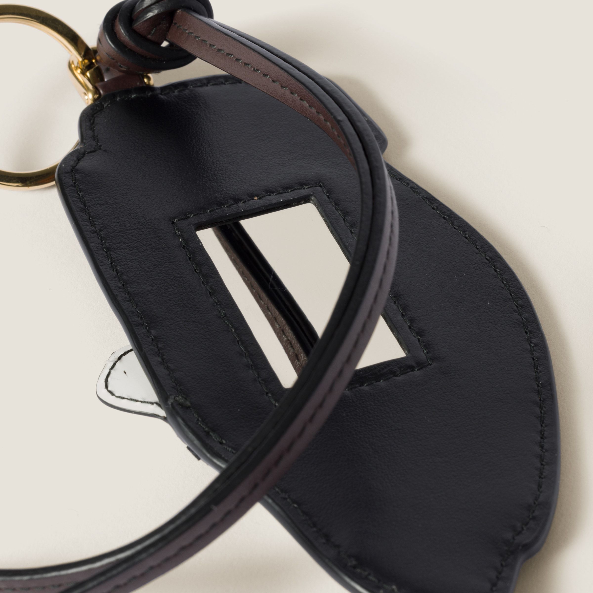 Shop Miu Miu Penny Loafer Leather Keychain Trick In Brown