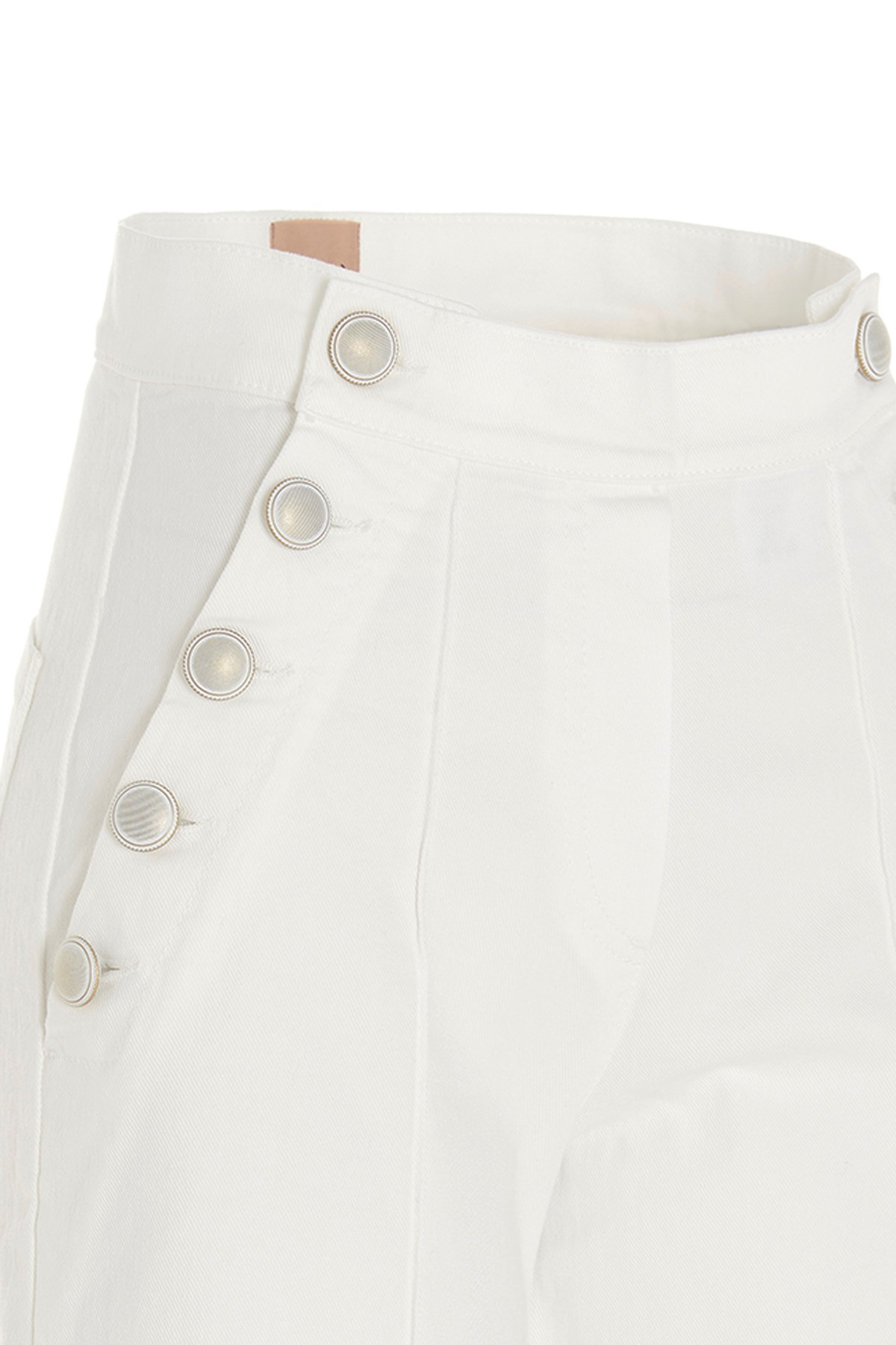 Nude High-waisted Button-detail Denim Trousers