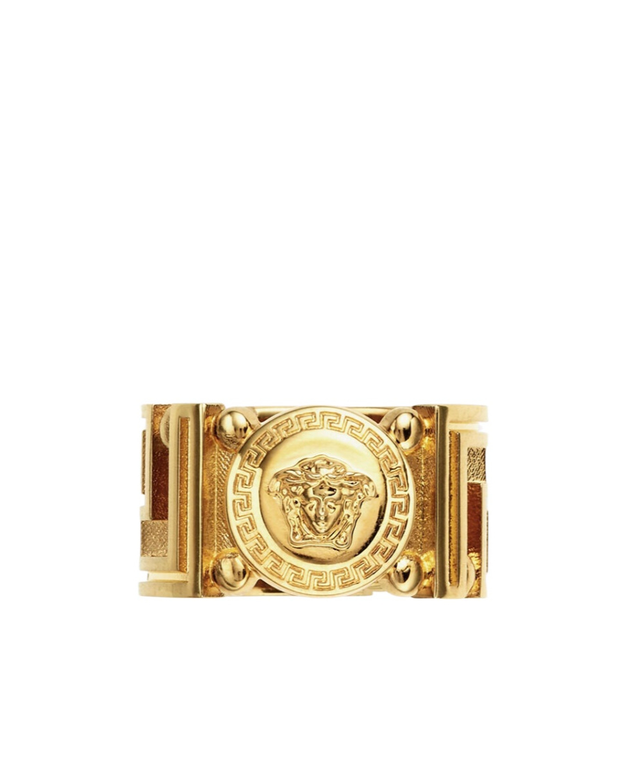 Versace Medusa Head Motif Ring In Yellow