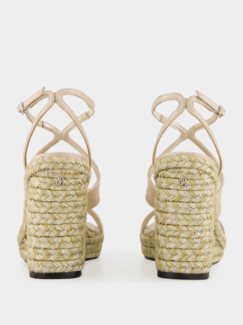 Jimmy Choo Square Toe Wedge Sandals In Neutral