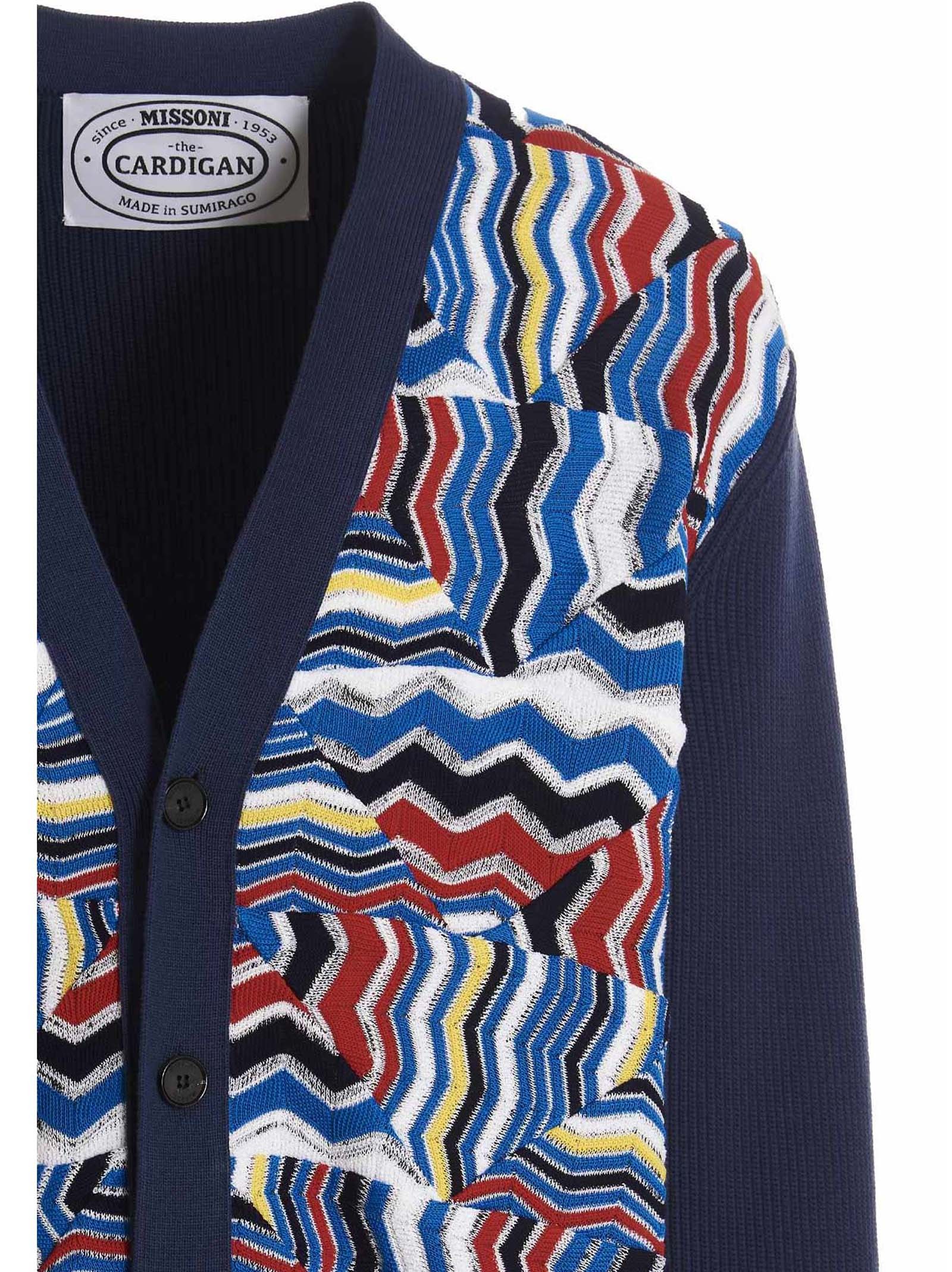 Missoni Ribbed And Crochet-knit Cotton-blend Cardigan In Navy