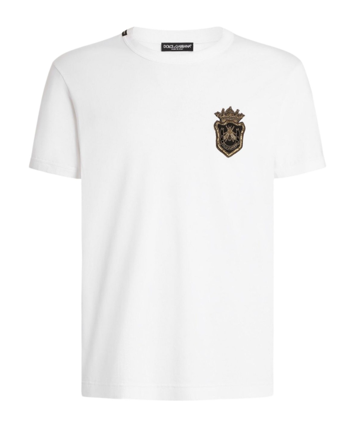Dolce & Gabbana White Heraldic Patch Cotton T-shirt In White
