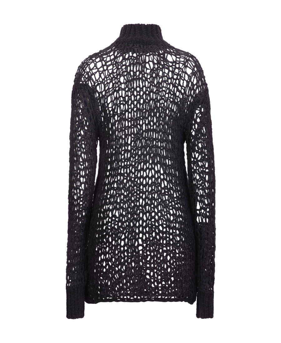 Ann Demeulemeester Open-knit High-neck Sweater In Black