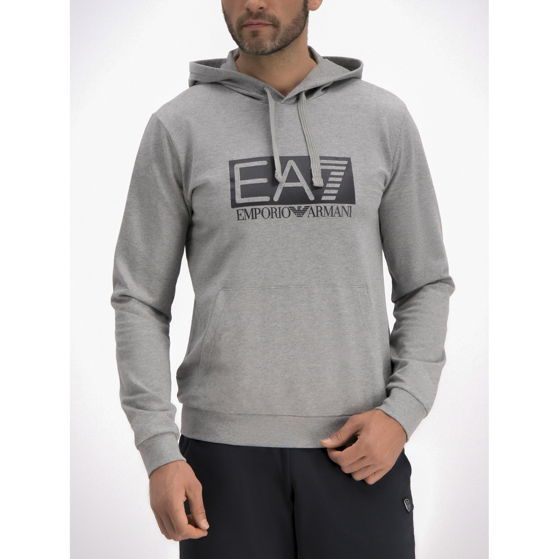Ea7 Logo Logo Printed Hooded Sweater In White