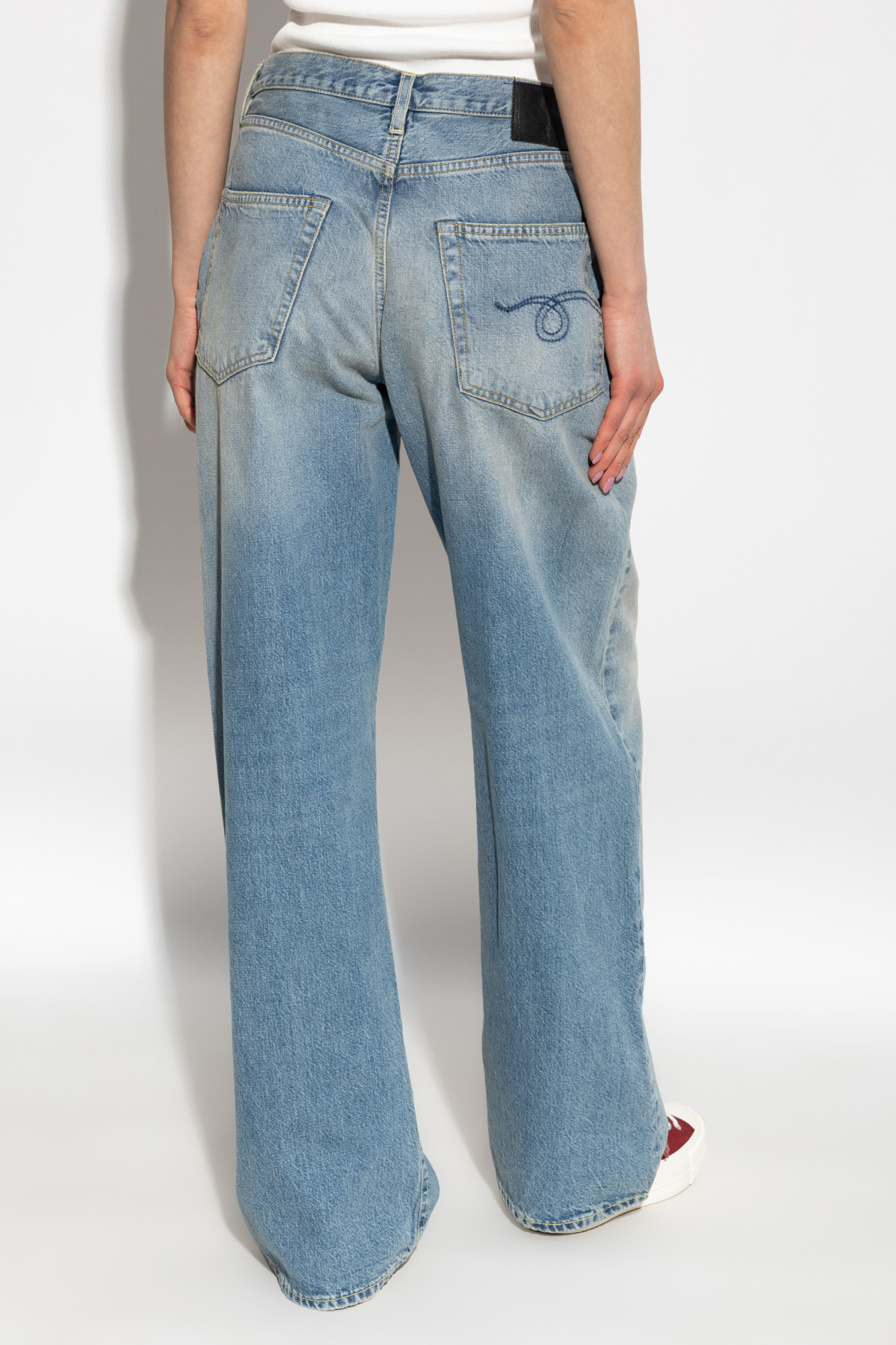R13 Wide-leg Distressed Jeans In Gray