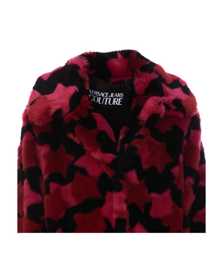 Versace Jeans Star-print Button-up Coat In Black