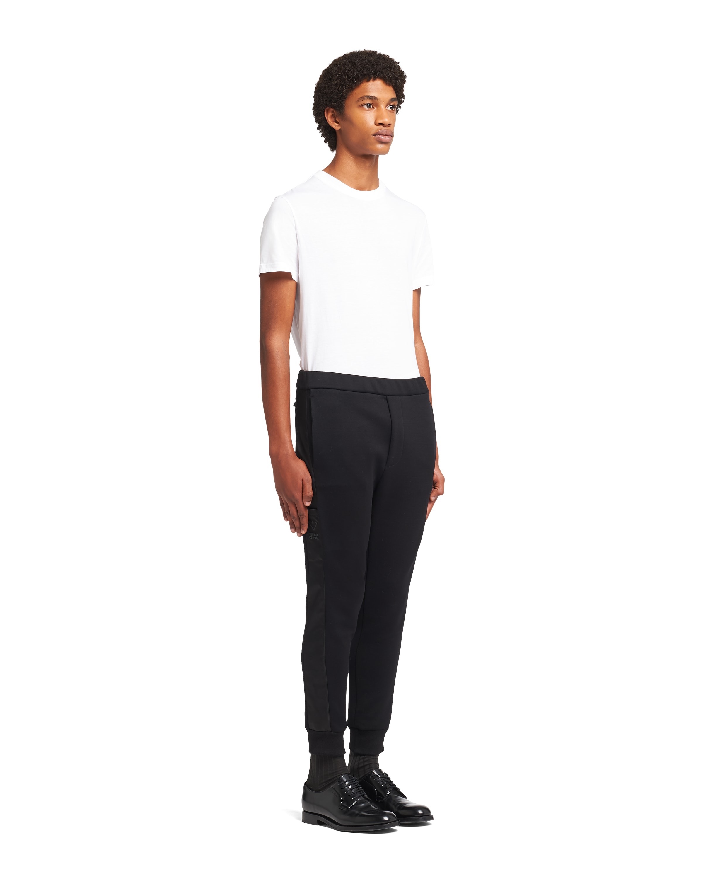 Prada Technical Fleece Track Pants In Black