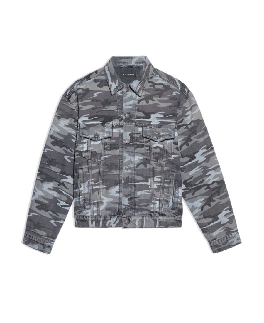 Balenciaga Camouflage-print Denim Jacket In Black