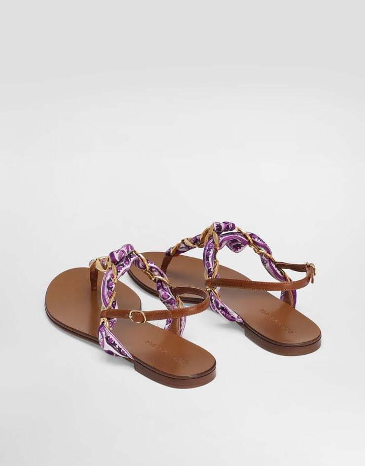 Dolce & Gabbana Dolce Gabbana Majolica Printed Twill Flip-flops