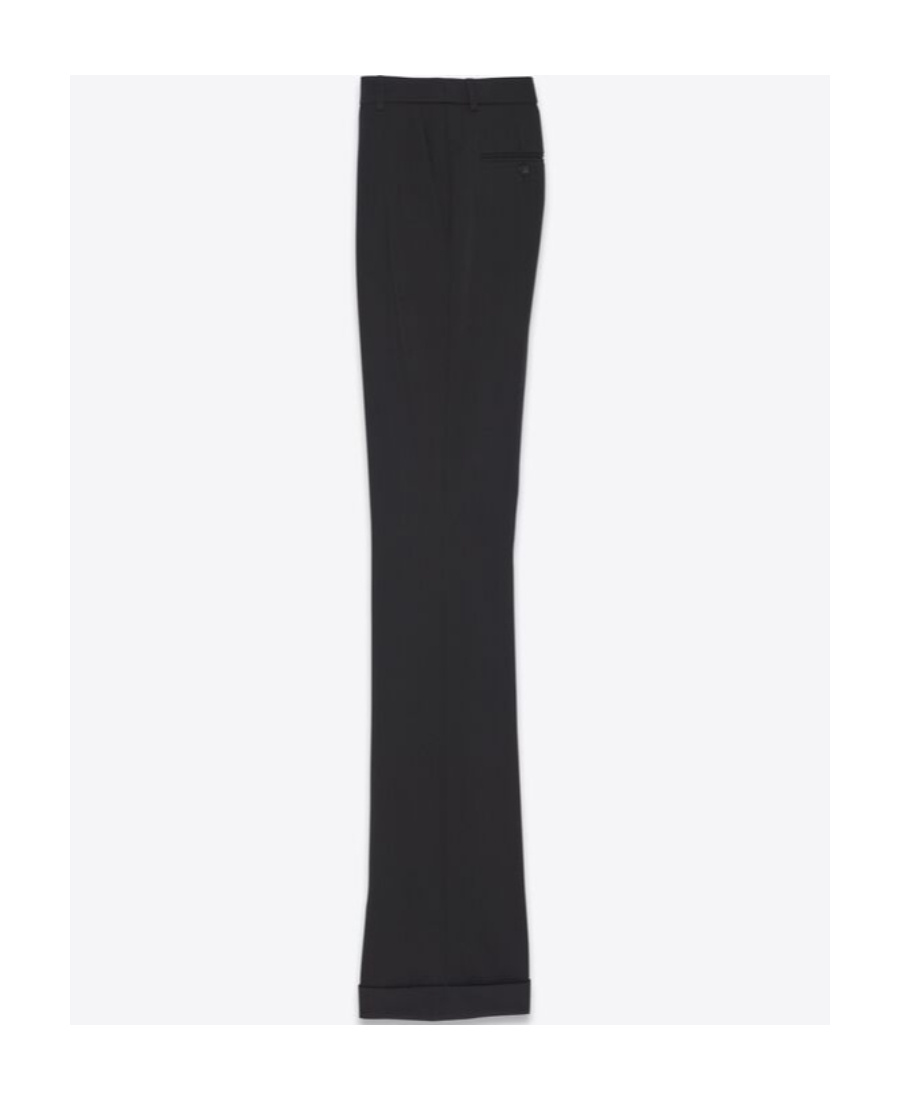Saint Laurent Pleat-detail Flared Tailored Trousers In Black