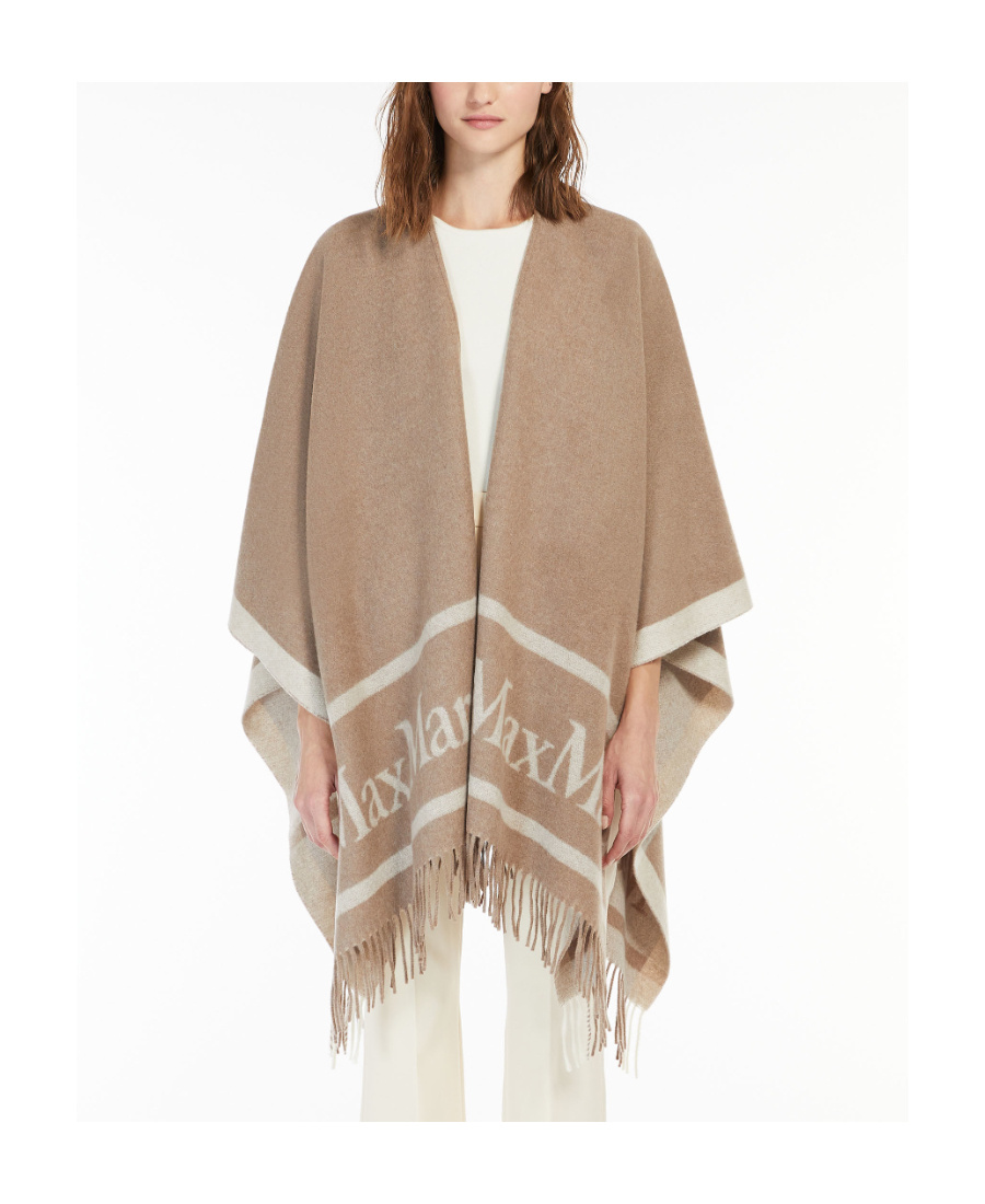 Max Mara 'hildestd' Camel Wool Cape In Nude