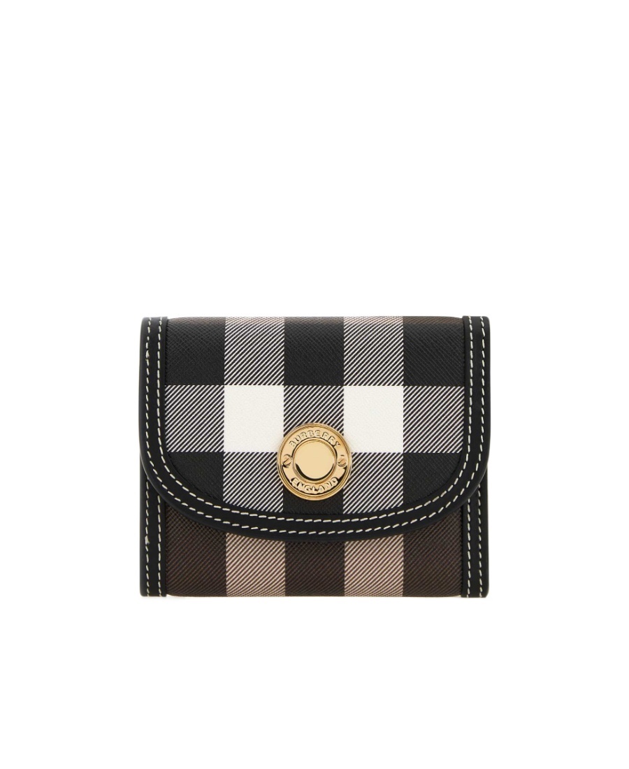 Burberry Check-print Leather Wallet In Black