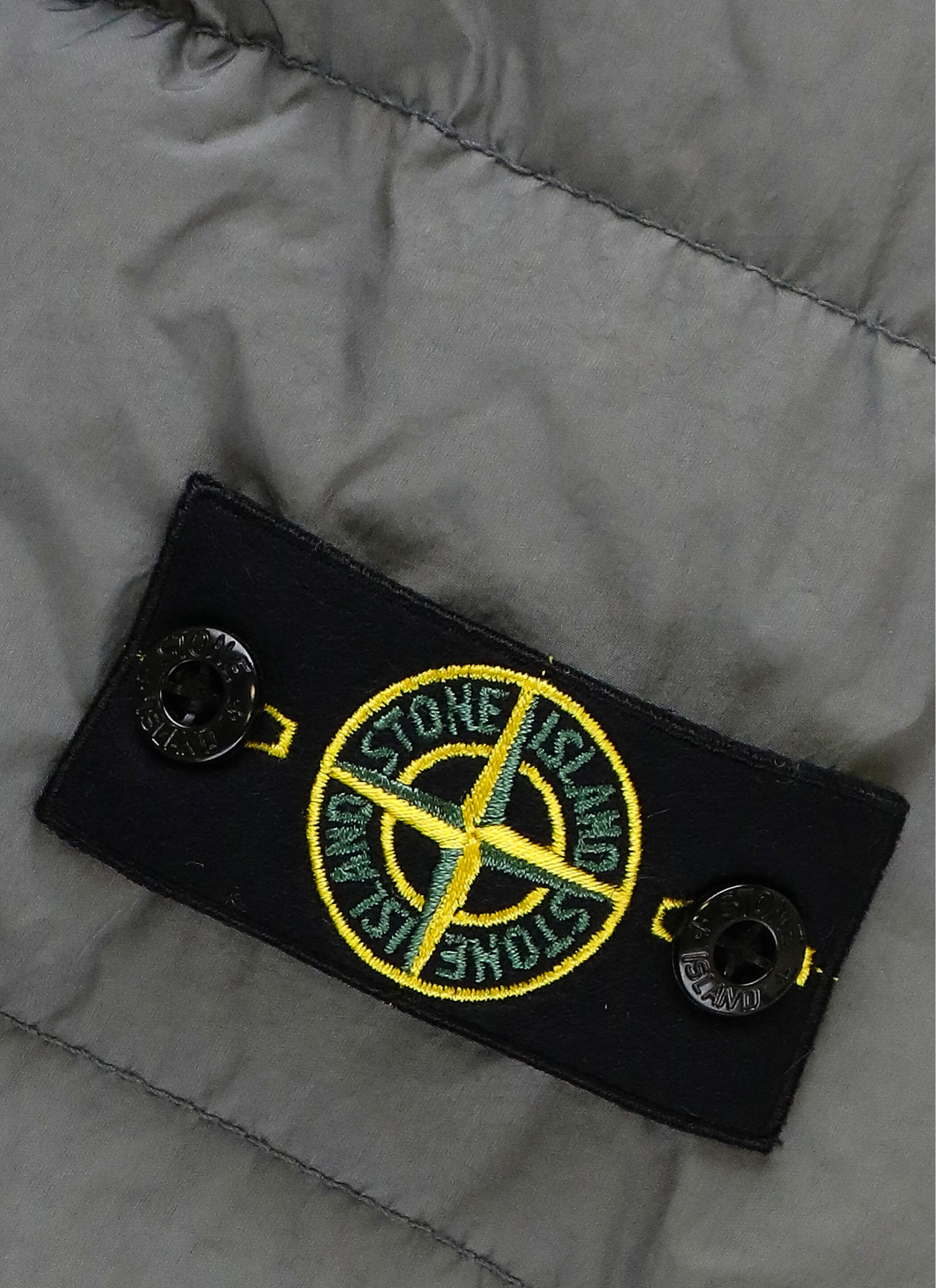 Stone Island Long-sleeved Hooded Down Jacket In Gray