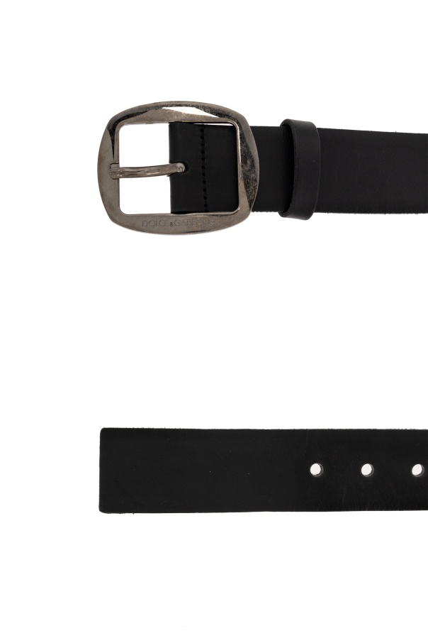 Dolce & Gabbana Logo Engraved Belt In Black