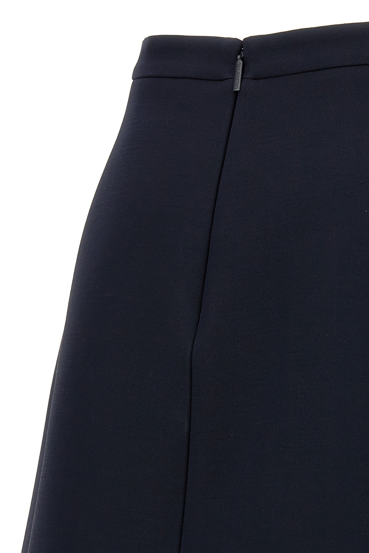 Valentino V Logo Belt Wool Mini Skirt In Black