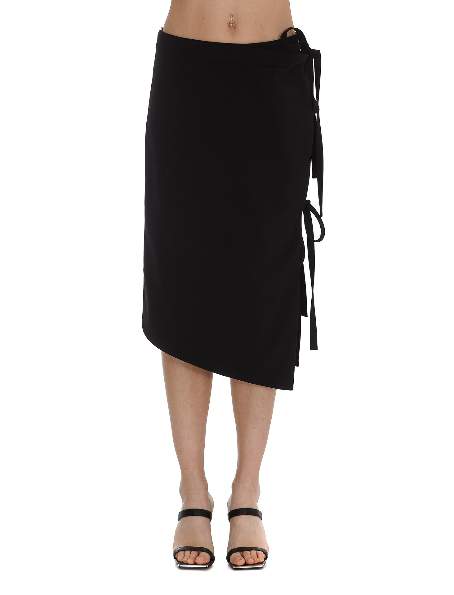 Off-white Side-tied Midi Skirt In Black