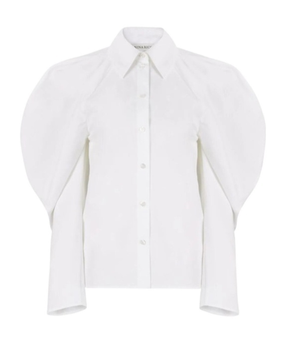 Nina Ricci Woman Shirt Black Size 6 Cotton In White