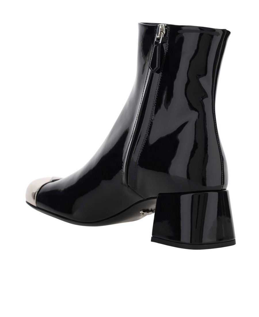 Prada Triangle Logo Plaque Boots In Black