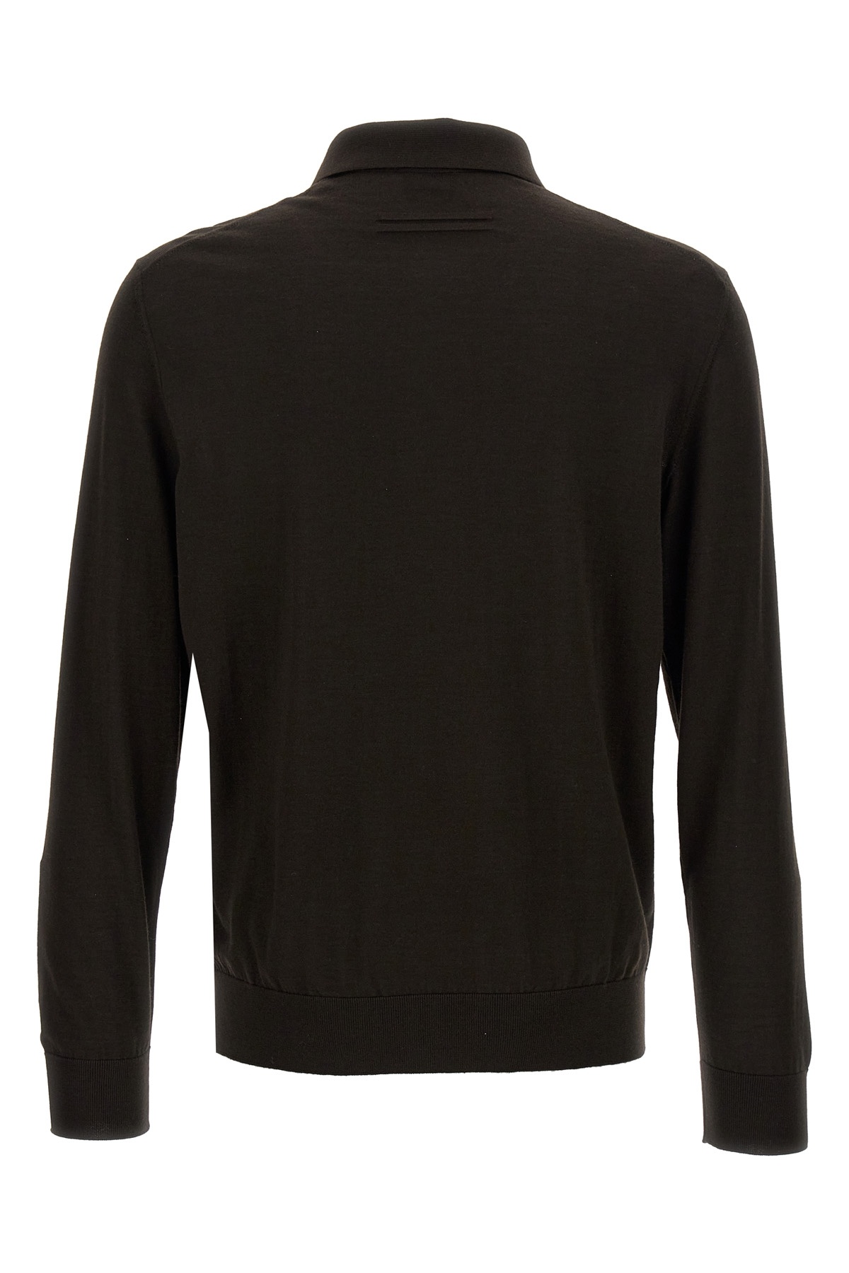 Zegna Cashseta Essential Long Sleeve Regular Fit Polo Shirt In Black