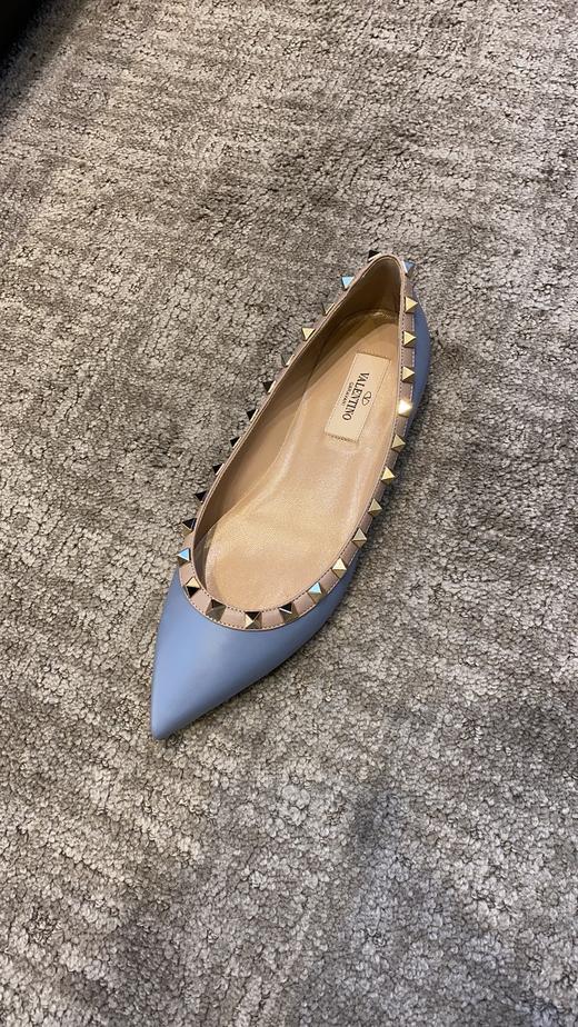 Valentino Rockstud Patent Leather Ballet Flats In Blue