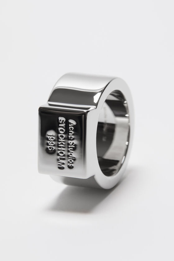 Shop Acne Studios Logo-engraved Signet Ring In White