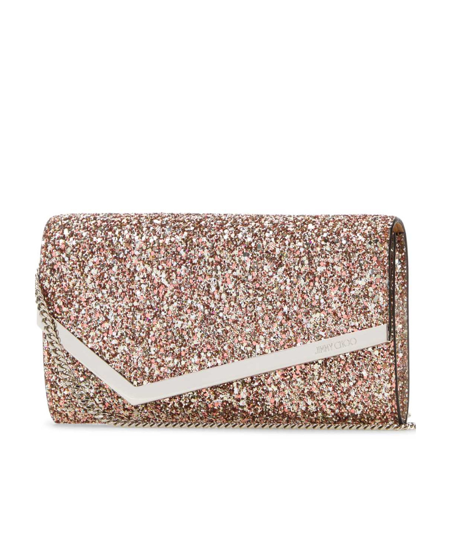 Jimmy Choo Embellished Fabric Emmie Clutch In Nude