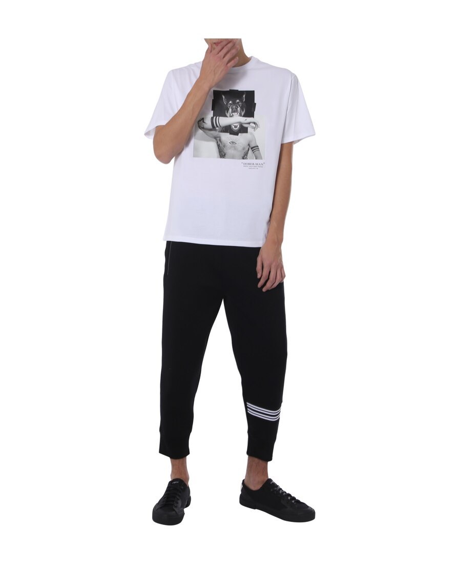 Neil Barrett Printed T-shirt With Round Neck In White