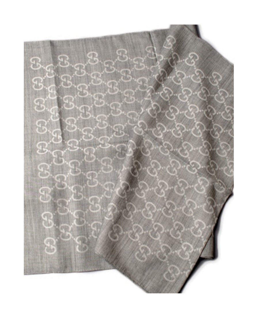 Gucci Double-sided Fringed Scarf In Gray