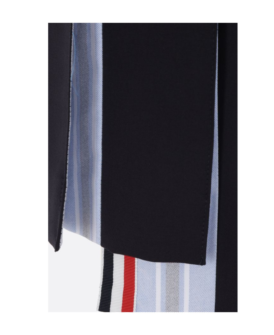 Thom Browne Pleated Two-tone Cotton And Wool Mini Skirt In Black