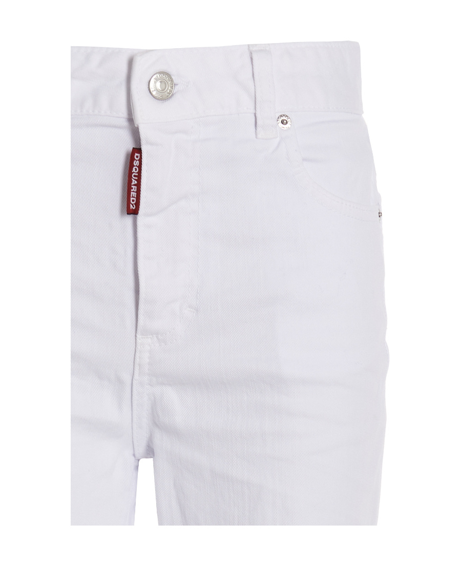 Dsquared2 White Bull Cropped Jeans In White