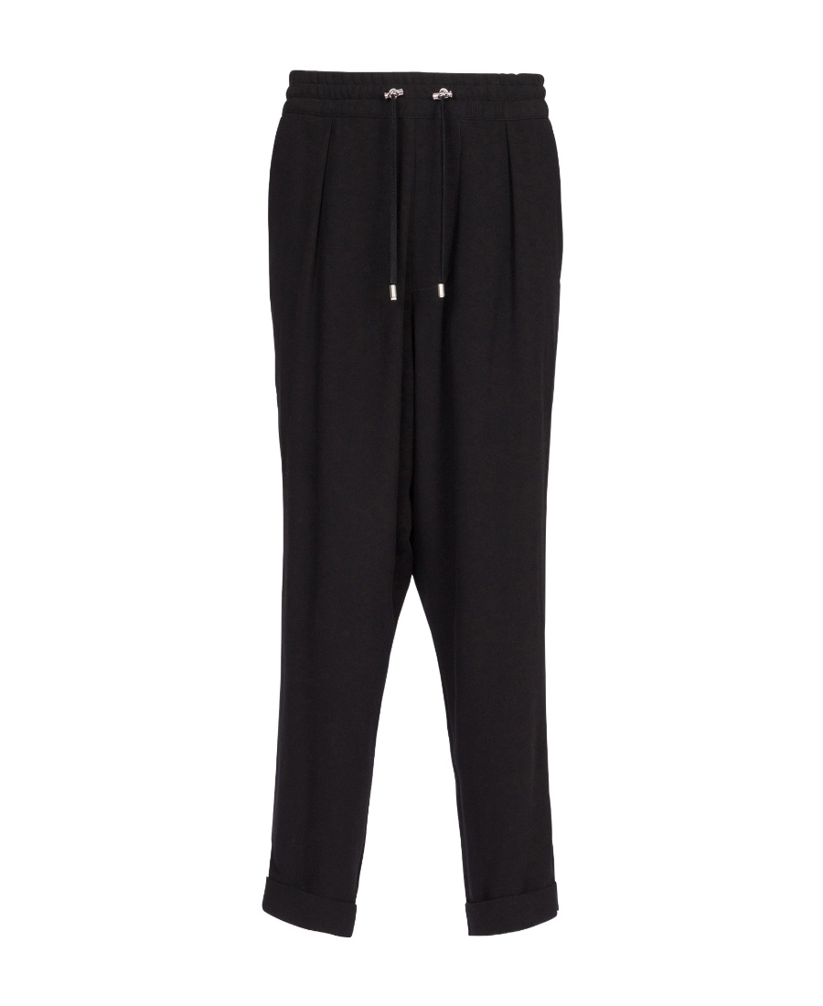 Balmain Timeless Embossed-button Drawstring-waist Trousers. In Black