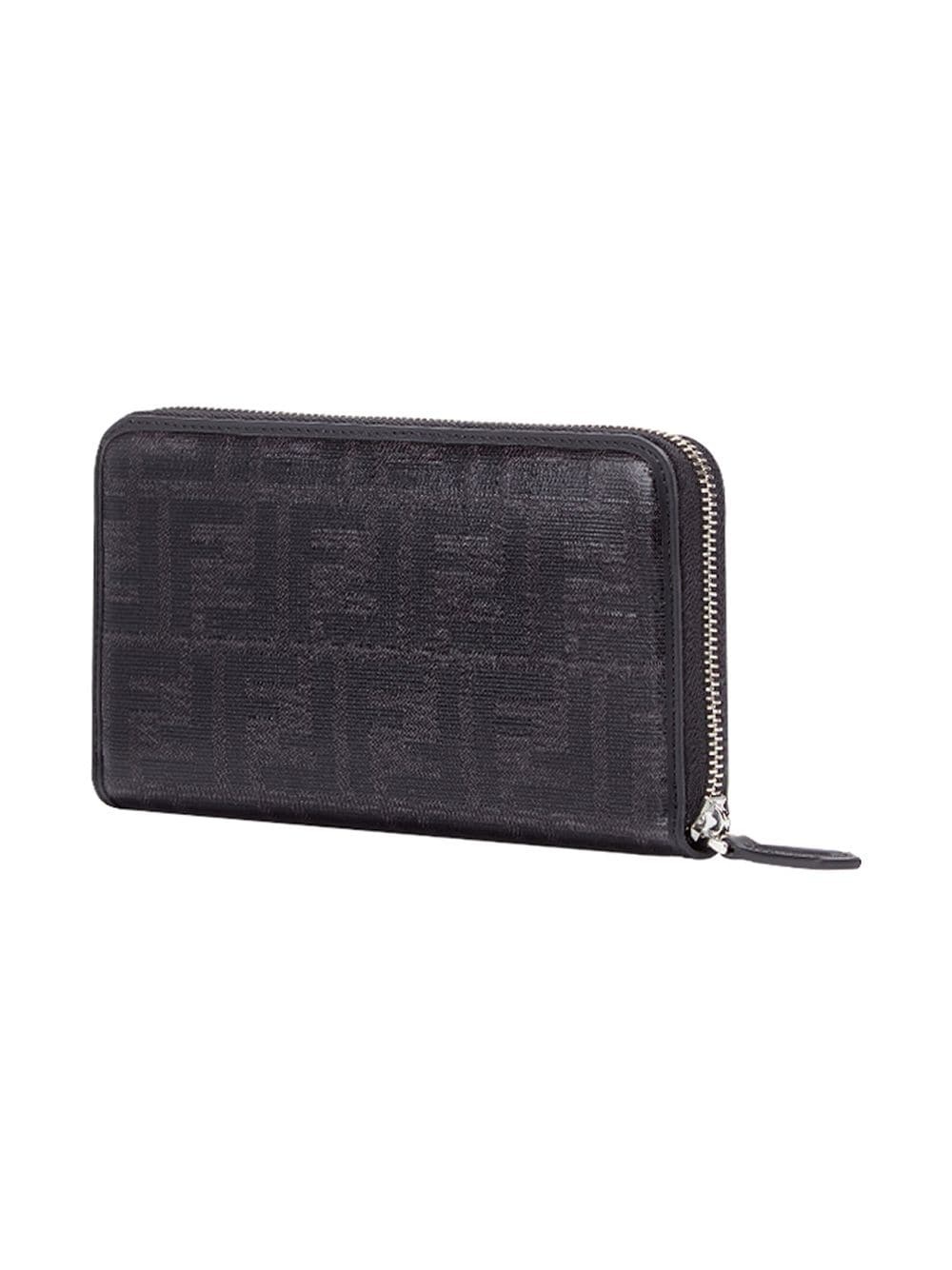 Fendi Wrap Zipper Ff Logo Wallet In Black