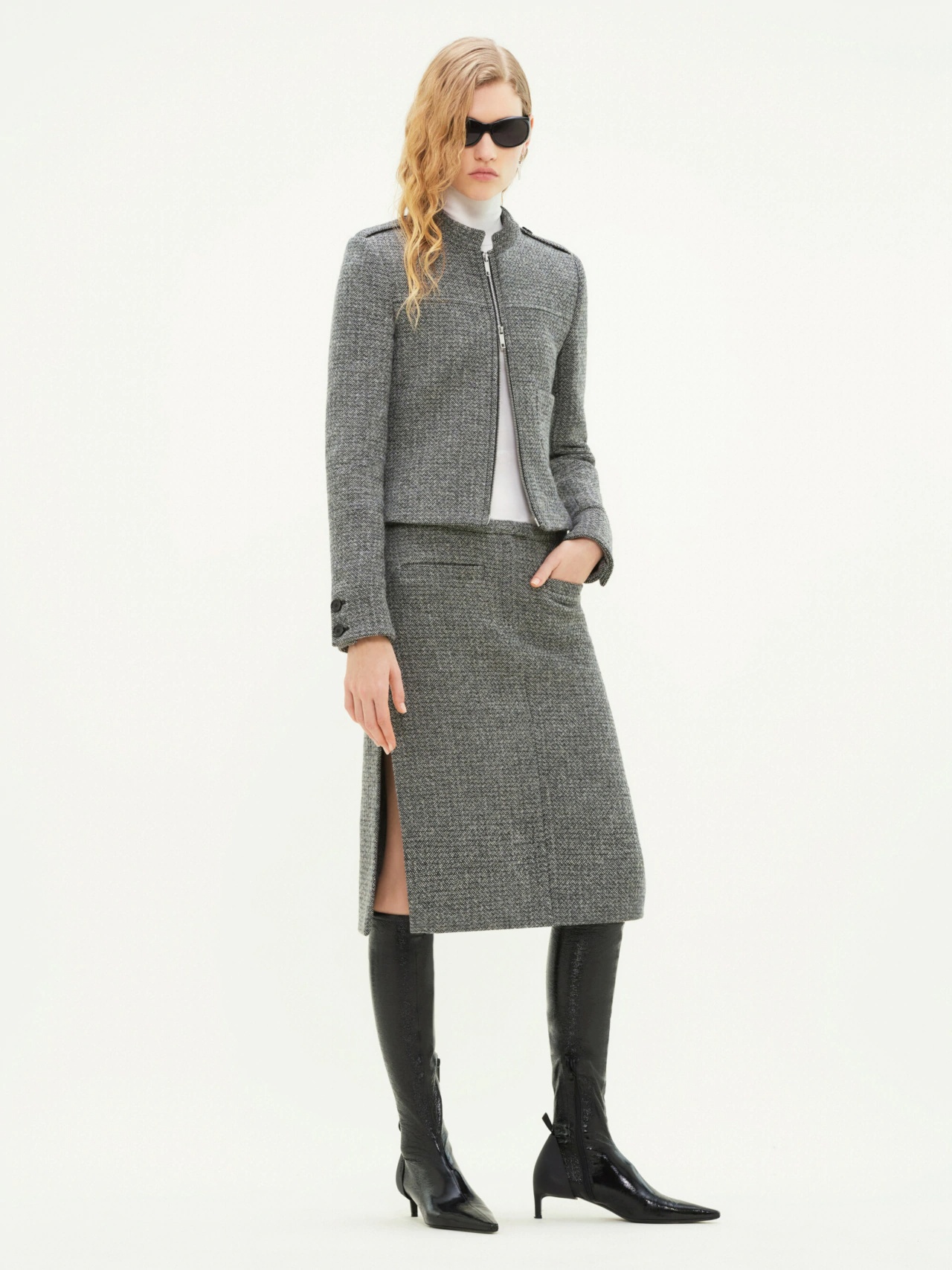 Courrèges Long-sleeved Casual Jacket In Gray
