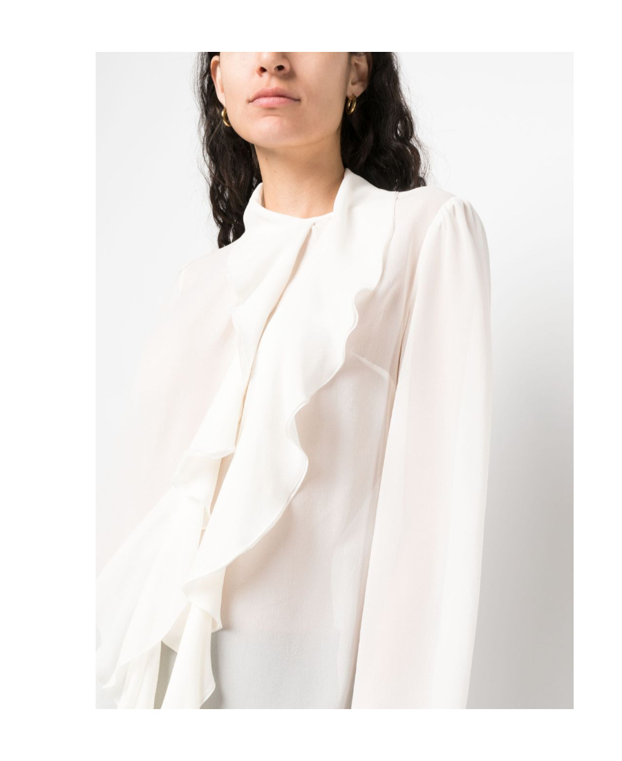 Dolce & Gabbana Silk-georgette Blouse With Ruffles In White