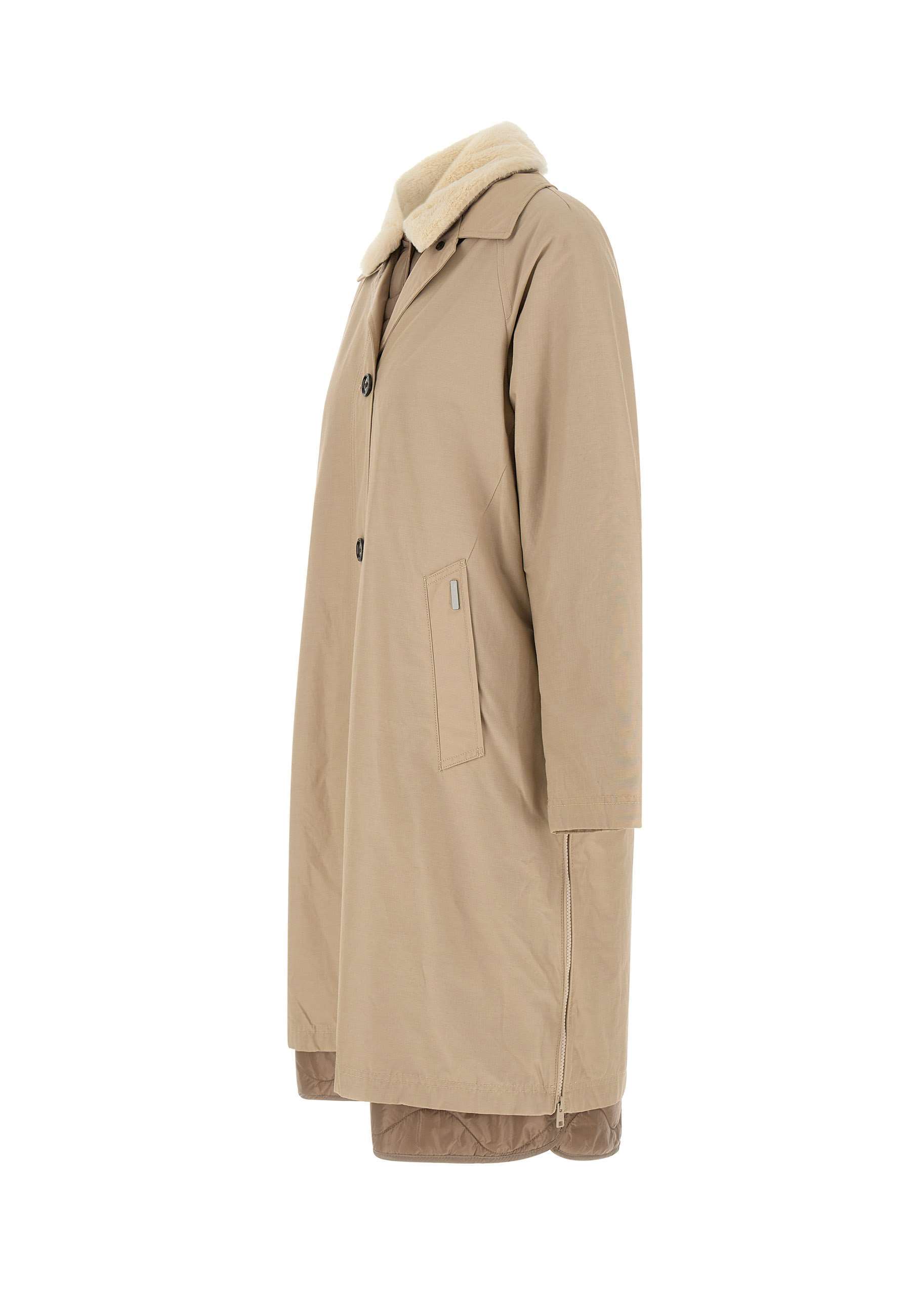 Woolrich Faux-fur Collar Coat In Multi