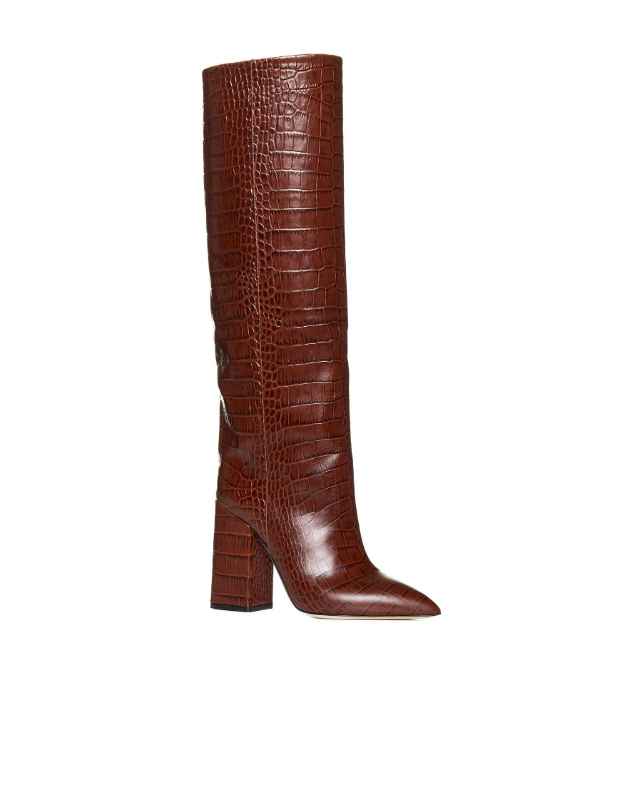 Paris Texas Anja 100mm Embossed-crocodile Boots In Brown