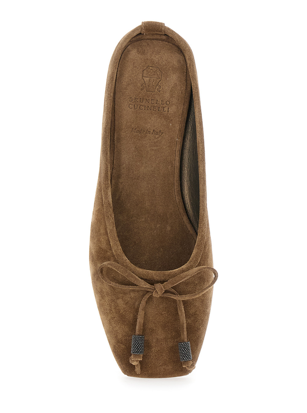 Brunello Cucinelli Leather Ballerina Shoes In Brown