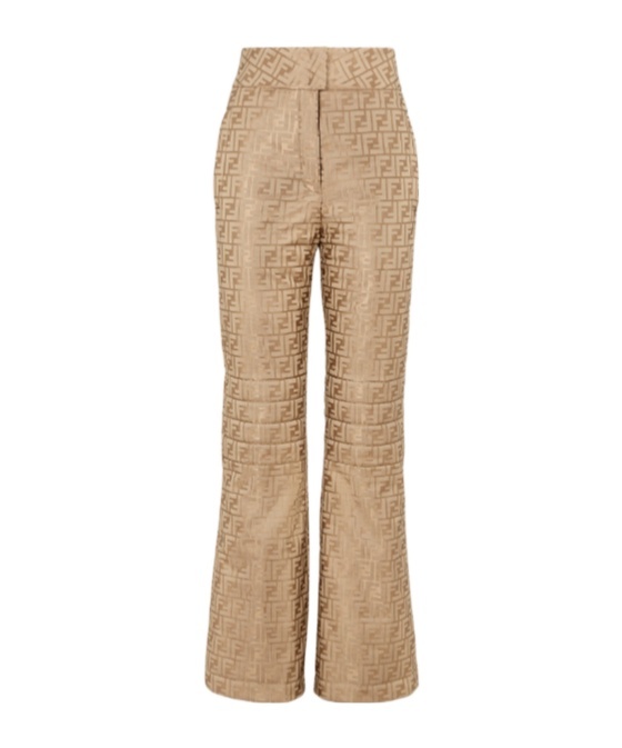 Fendi Monogrammed High-waisted Pants In Nude