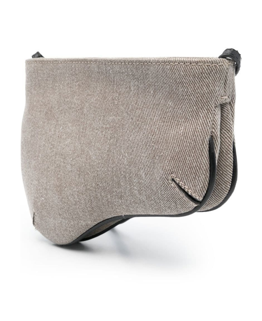 Manu Atelier Curve Leather Shoulder Bag In Gray
