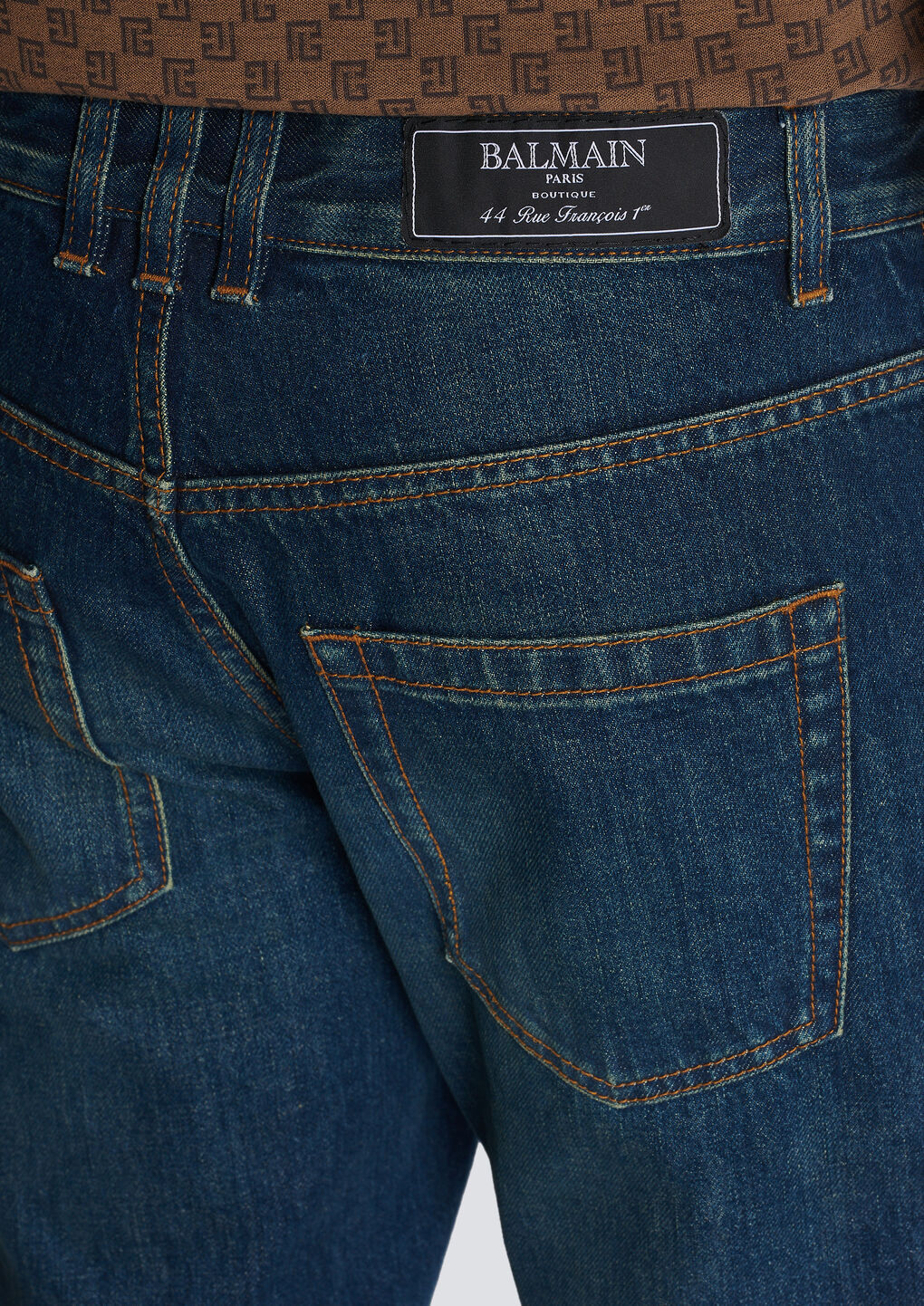 Balmain Vintage Logo-patch Straight-leg Jeans In Blue