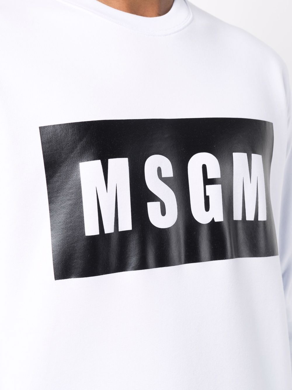 Msgm Logo Print Cotton Sweatshirt In White